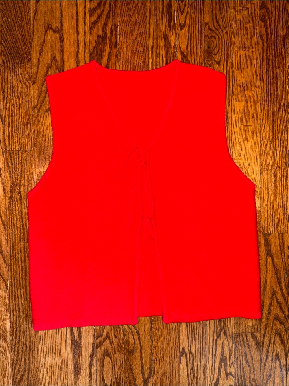Amazon Red Sleeveless Tie-Front Tank Top